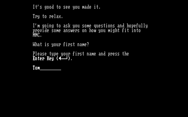 Executive Suite IBM PC/Compatibles Screenshot: First, you need to answer a few questions...