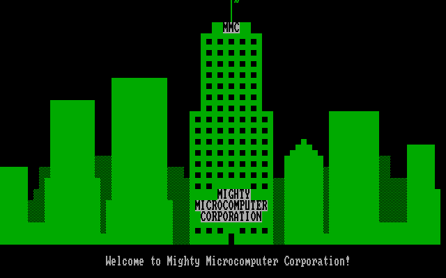Executive Suite IBM PC/Compatibles Screenshot: Welcome to Mighty Microcomputer Corporation!