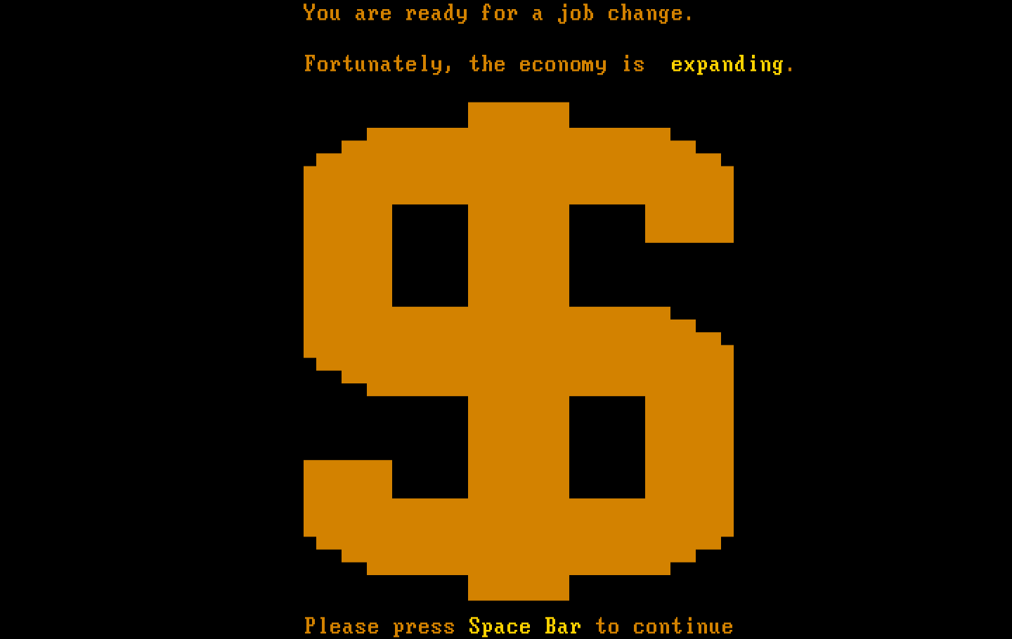 Executive Suite IBM PC/Compatibles Screenshot: The economy is expanding now...
