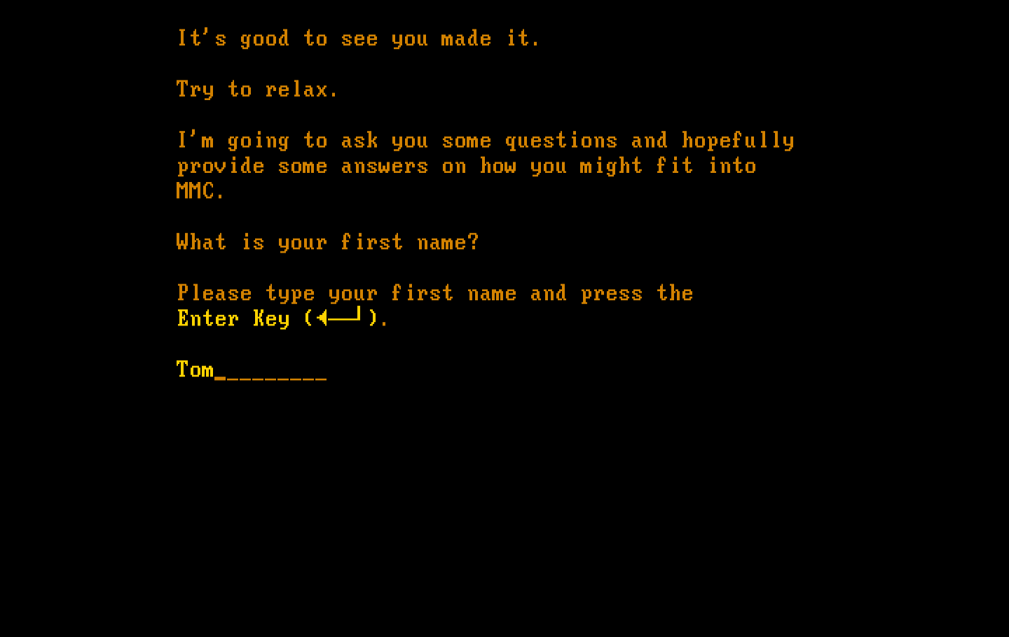 Executive Suite IBM PC/Compatibles Screenshot: First, you need to answer a few questions...