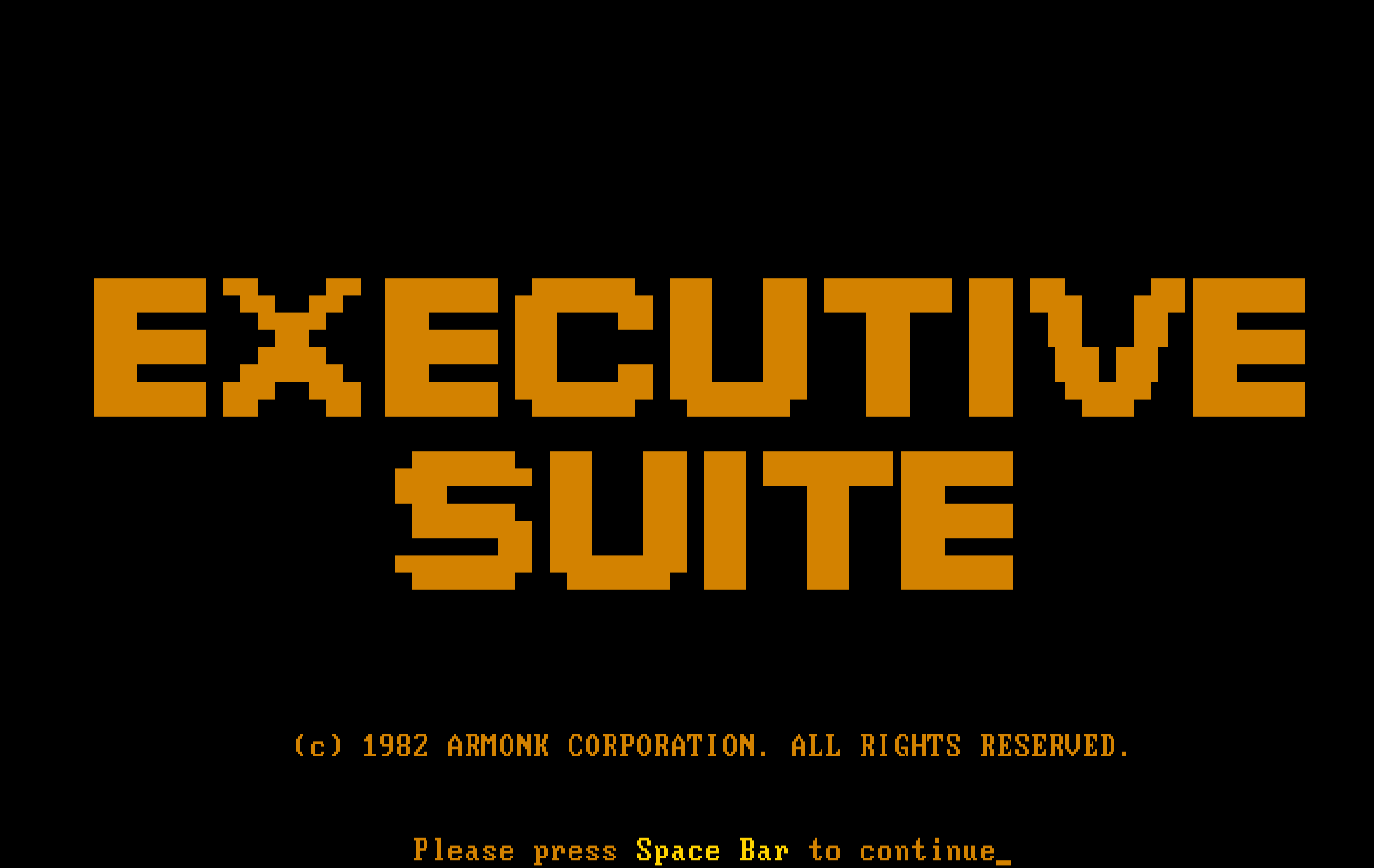 Executive Suite IBM PC/Compatibles Screenshot: Title screen.