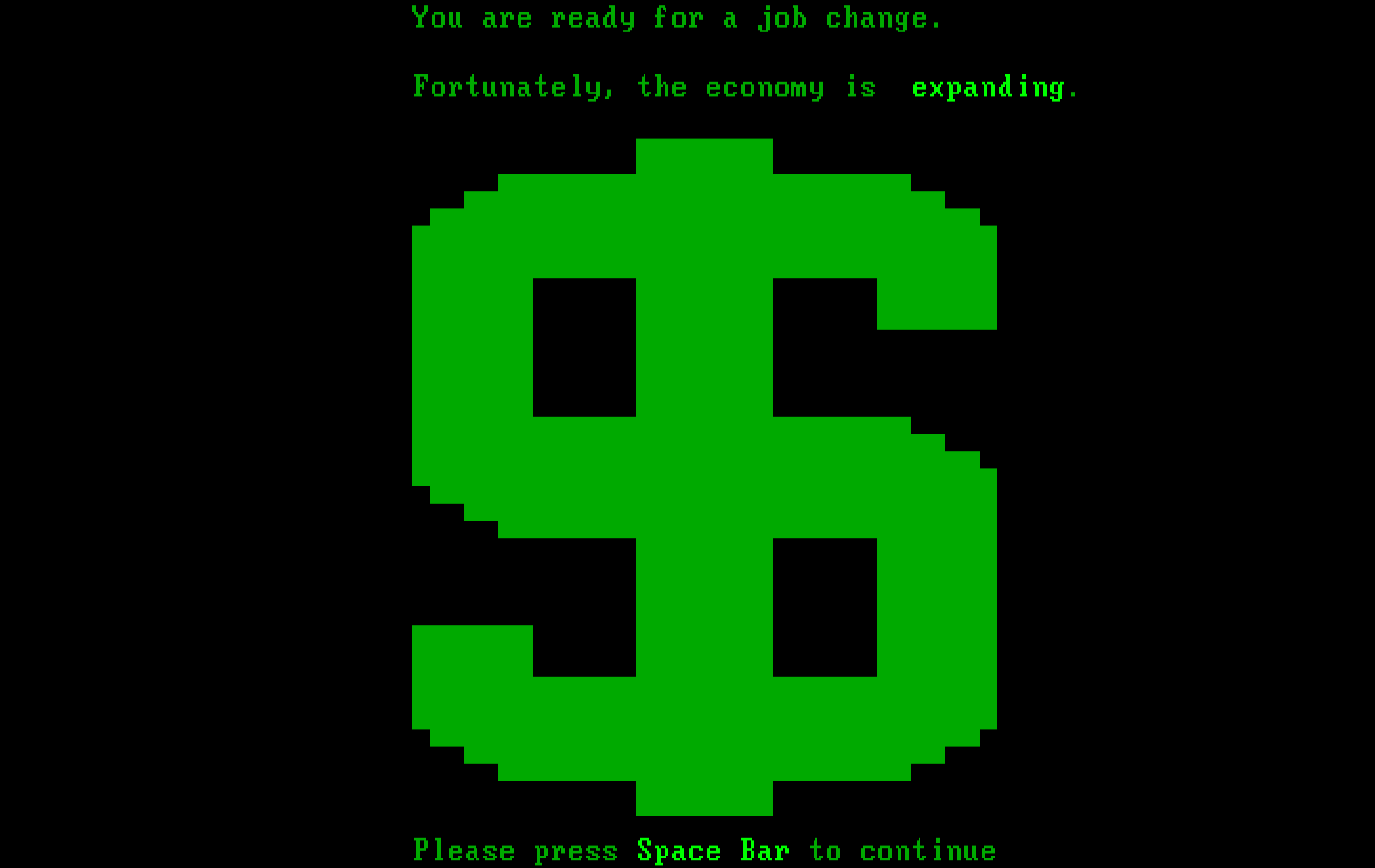 Executive Suite IBM PC/Compatibles Screenshot: The economy is expanding now...