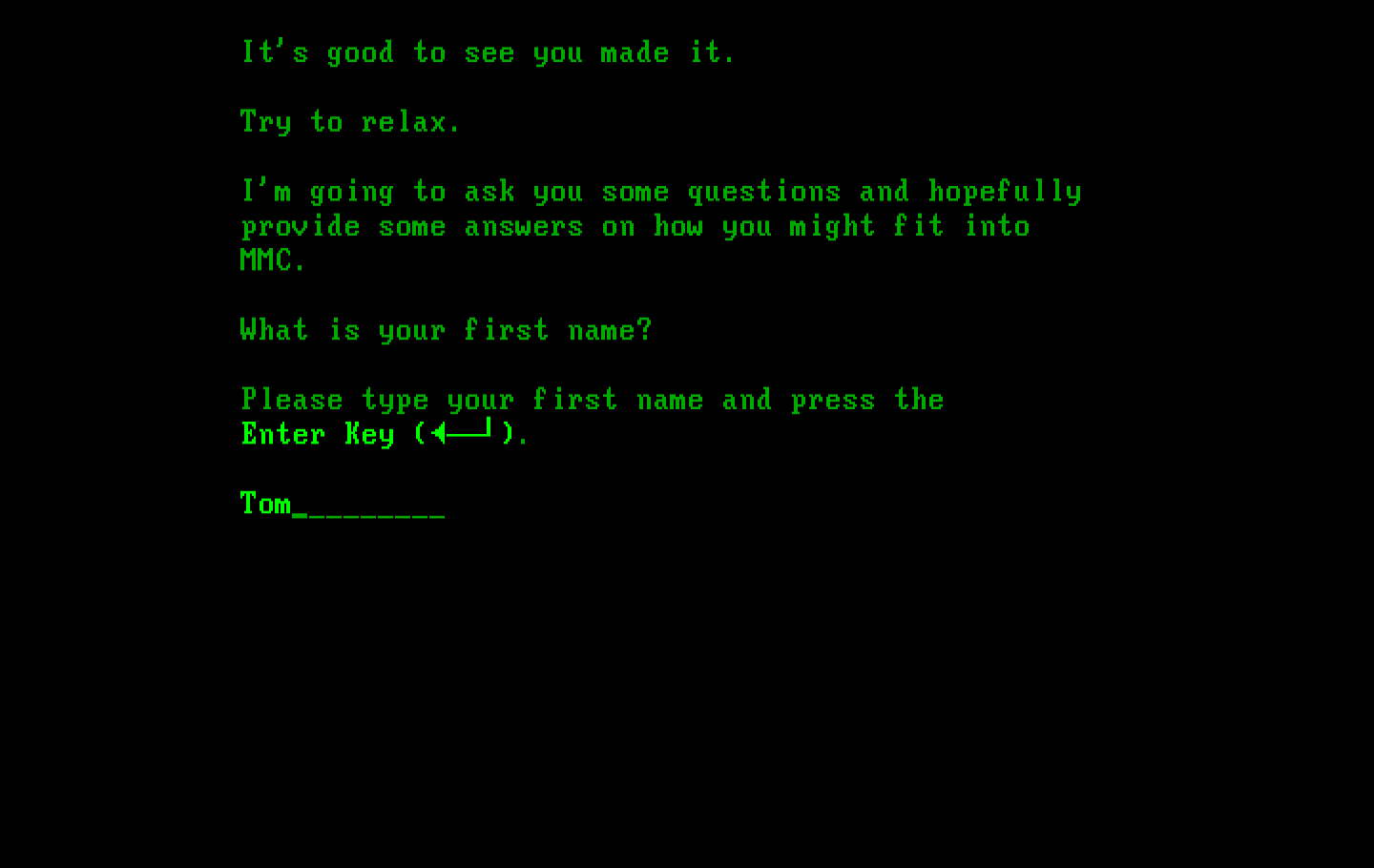 Executive Suite IBM PC/Compatibles Screenshot: First, you need to answer a few questions...