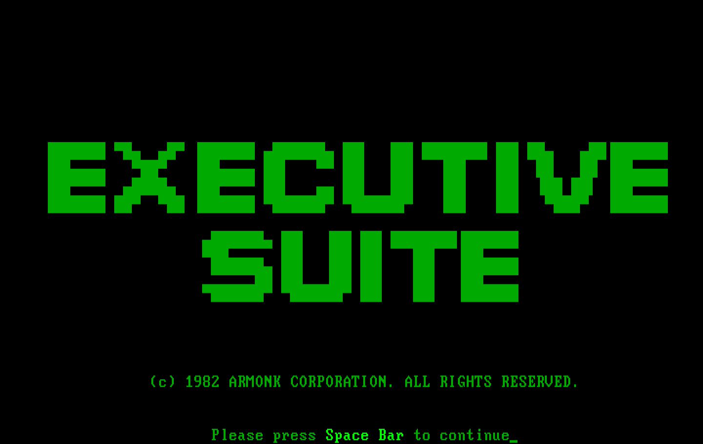 Executive Suite IBM PC/Compatibles Screenshot: Title screen.