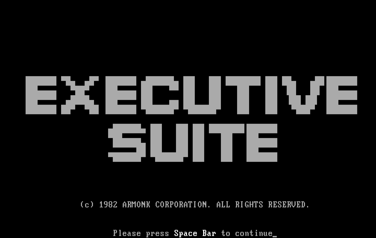 Executive Suite IBM PC/Compatibles Screenshot: Title screen.