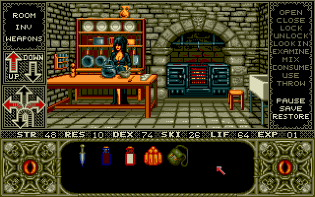 Elvira Amiga Screenshot: Elvira is here...
