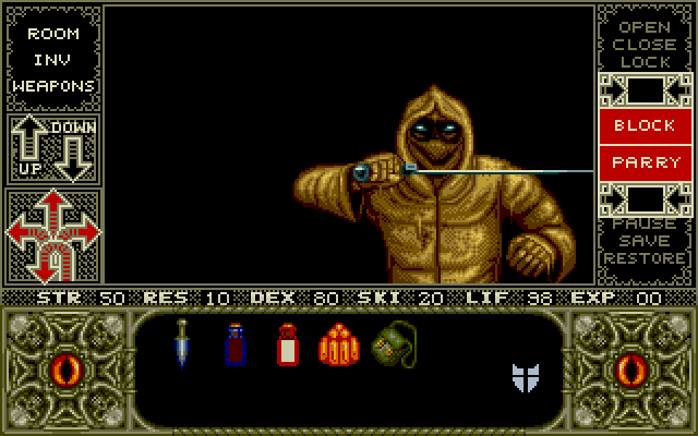 Elvira Amiga Screenshot: Time for battle!