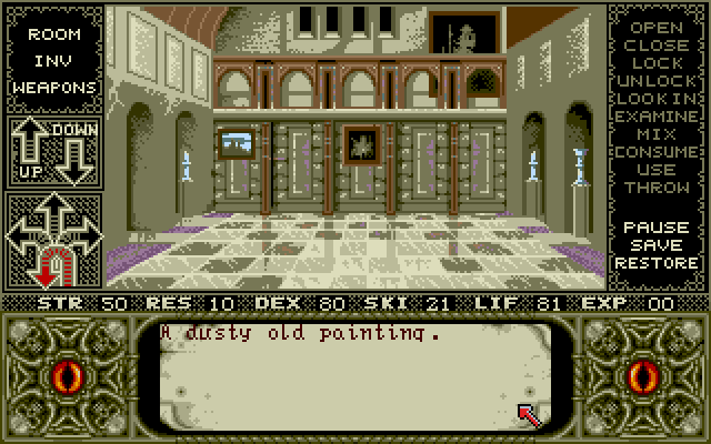Elvira Amiga Screenshot: Not much here, guess I'll move on...