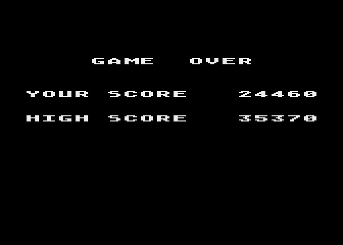Caverns of Mars Atari 8-bit Screenshot: Game over.