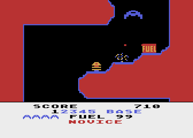 Caverns of Mars Atari 8-bit Screenshot: Blasting away...