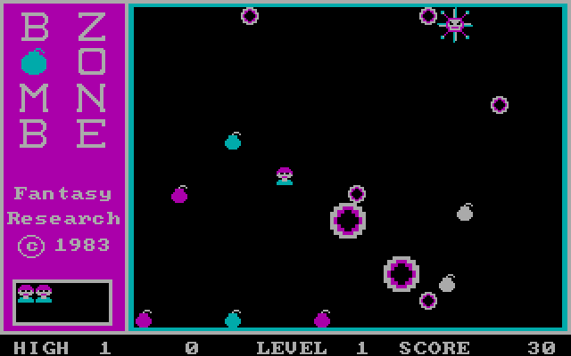 Bomb Zone IBM PC/Compatibles Screenshot: The game optionally allows you to use a black background instead of blue.