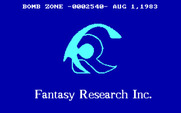 Bomb Zone for IBM PC/Compatibles - Fantasy Research Inc. logo screen.