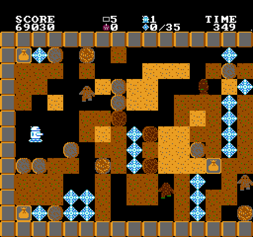 Crystal Mines NES / Famicom Screenshot: Level five introduces some new challenges...