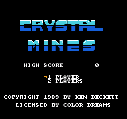 Crystal Mines NES / Famicom Screenshot: Title screen.