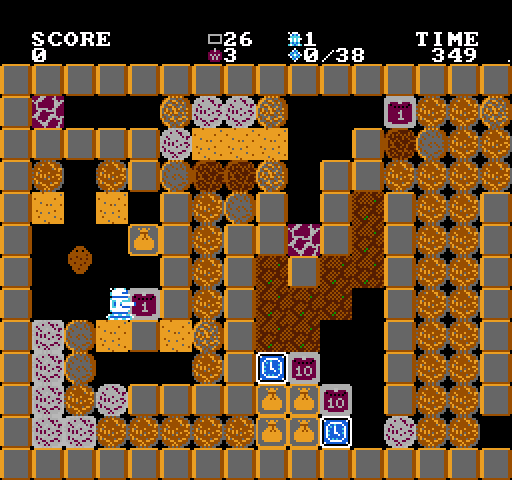 Crystal Mines NES / Famicom Screenshot: Game demo; level 26.