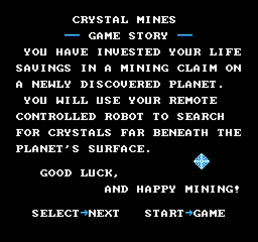 Crystal Mines NES / Famicom Screenshot: The story so far...