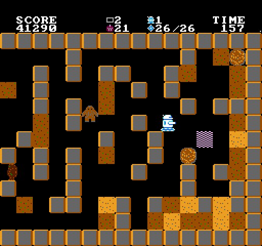 Crystal Mines NES / Famicom Screenshot: Diamonds acquired, here's the exit...