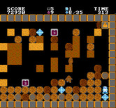 Crystal Mines for NES / Famicom - A boulder is about to fall on me!