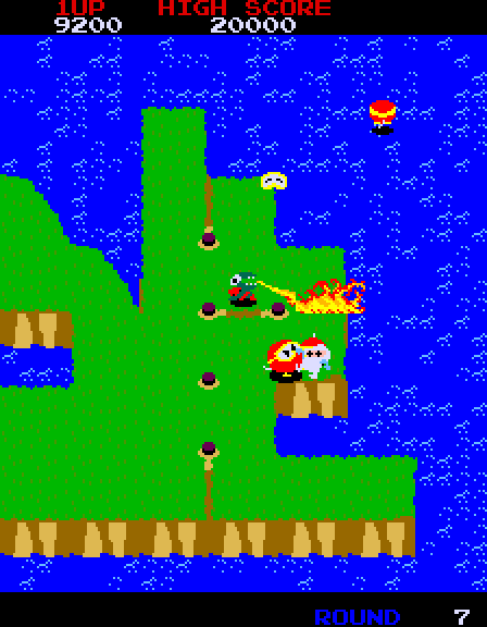 Dig Dug II Arcade Screenshot: Caught again!