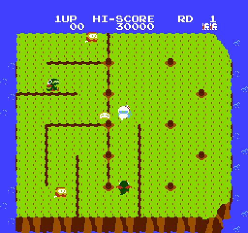 Dig Dug II NES / Famicom Screenshot: Game start.