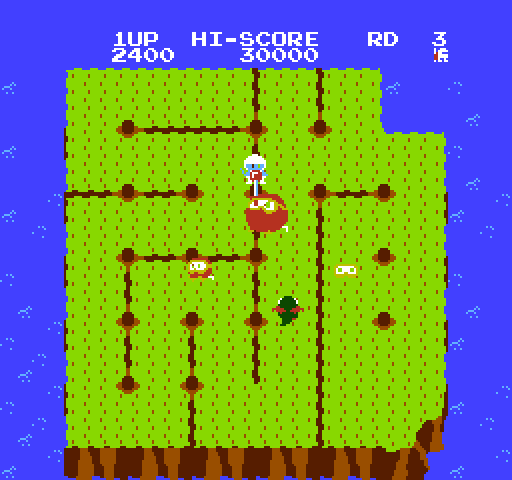 Dig Dug II NES / Famicom Screenshot: Each round has a different layout.