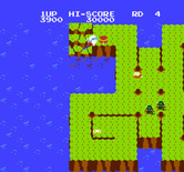 Dig Dug II for NES / Famicom - A section of land crumbles into the water...