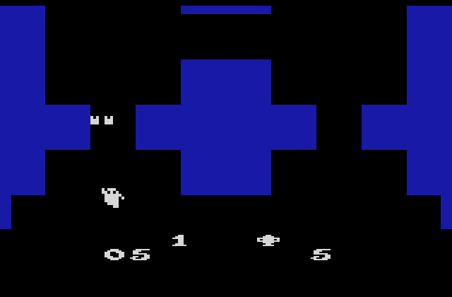 Haunted House Atari 2600 Screenshot: A ghost? Run away!