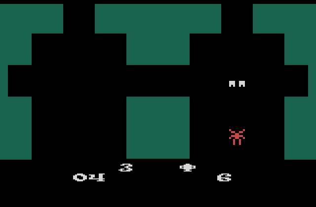 Haunted House Atari 2600 Screenshot: Don't run into spiders!