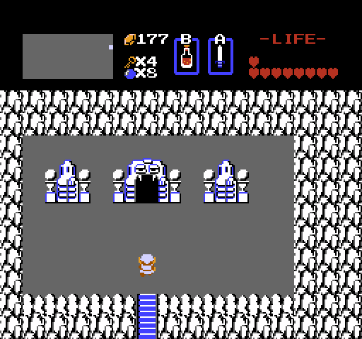 Legend of Zelda, The NES / Famicom Screenshot: A ghostly looking underground entrance.
