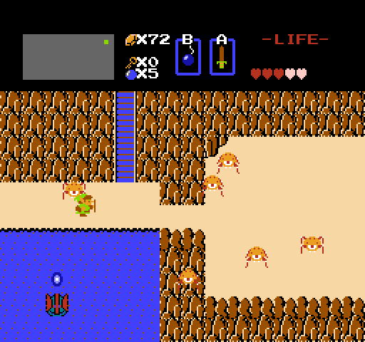 Legend of Zelda, The NES / Famicom Screenshot: Zola hides in the water and then attacks!