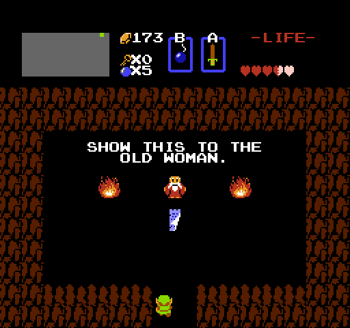 Legend of Zelda, The NES / Famicom Screenshot: Picking up a clue!