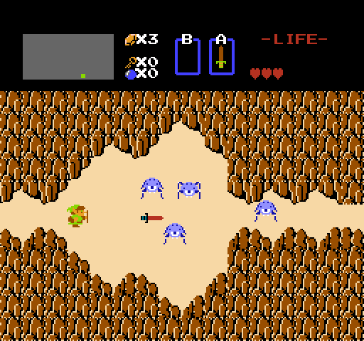 Legend of Zelda, The NES / Famicom Screenshot: These blue creatures, the Tektites, jump around the screen.