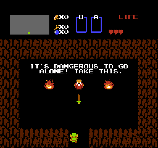 Legend of Zelda, The NES / Famicom Screenshot: Enter the cave to pick up your first sword...