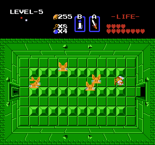 Legend of Zelda, The NES / Famicom Screenshot: Blocks get in the way making for little room to run and attack.