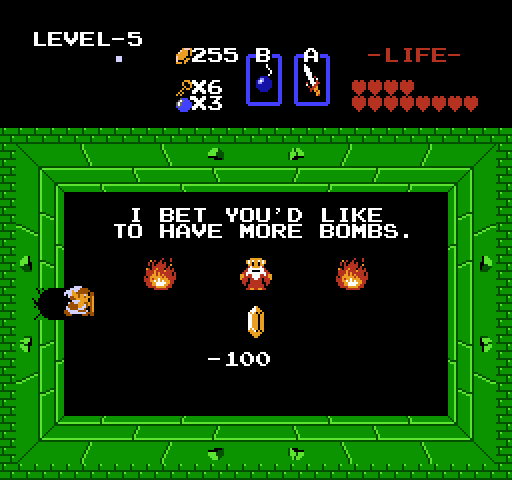 Legend of Zelda, The NES / Famicom Screenshot: More bombs are always useful...