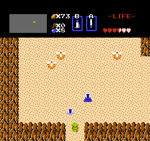 Legend of Zelda, The NES / Famicom Screenshot: A number of dangerous creatures live in the sandy desert...