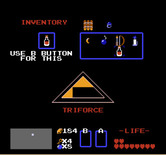 Legend of Zelda, The for NES / Famicom - The pause screen and item selection menu.