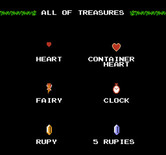 Legend of Zelda, The for NES / Famicom - Treasures and other information scrolls by during the demo.