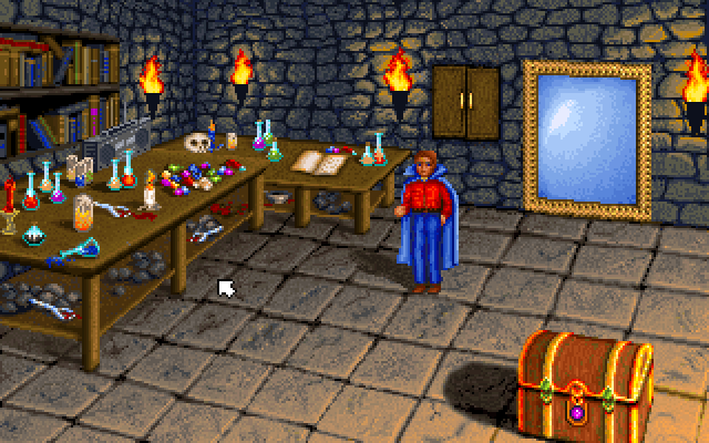 SpellCraft: Aspects of Valor IBM PC/Compatibles Screenshot: The magic lab.