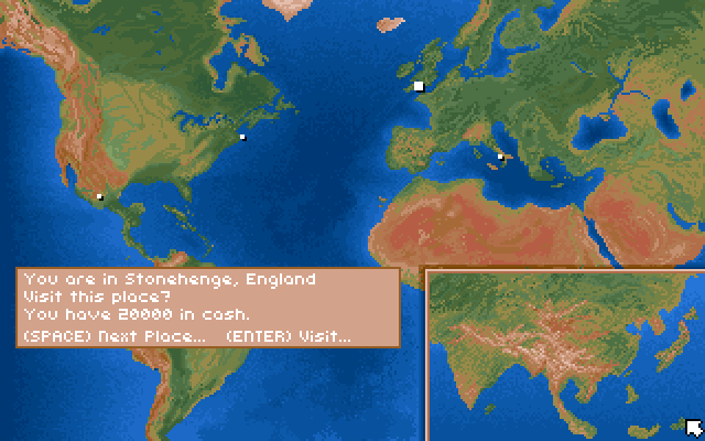 SpellCraft: Aspects of Valor IBM PC/Compatibles Screenshot: On Terra, there's a few places you can fly to...
