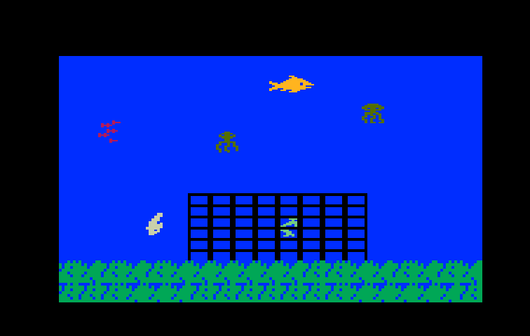 Fathom Intellivision Screenshot: Here's the cage on the ocean floor...