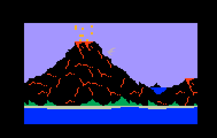 Fathom Intellivision Screenshot: Careful, don't crash into this volcano!