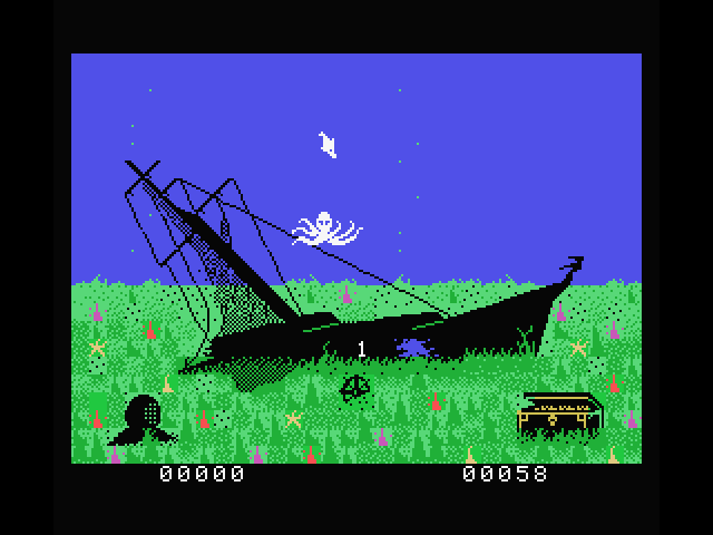Fathom MSX Screenshot: An octopus guards sunken treasures...