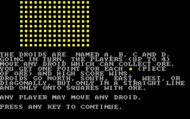 Droids IBM PC/Compatibles Screenshot: Instructions, part 2.
