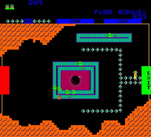 Cloak & Dagger Arcade Screenshot: Follow the arrows to the exit...
