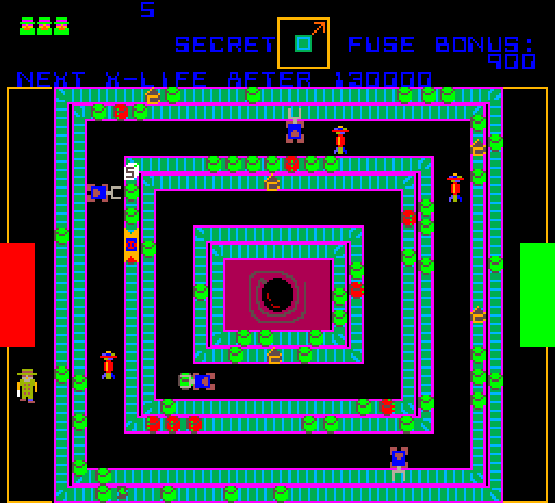Cloak & Dagger Arcade Screenshot: Starting at floor 9; lots of conveyor belts get in the way!