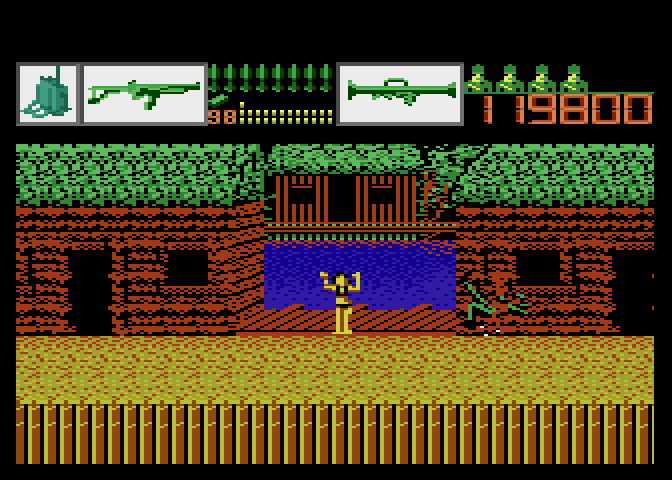Alien Brigade Atari 7800 Screenshot: Don't shoot the civilians!