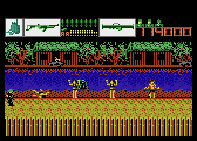 Alien Brigade Atari 7800 Screenshot: Some more civilians to save...
