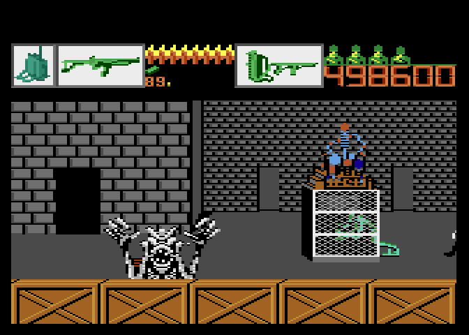 Alien Brigade Atari 7800 Screenshot: An alien making machine? Better destroy this!