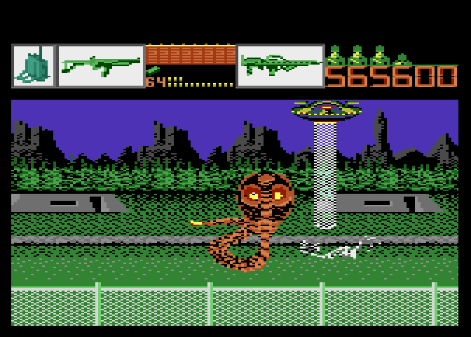 Alien Brigade Atari 7800 Screenshot: The bigger they come, the harder they fall...